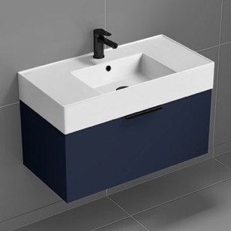 Bathroom Vanity Floating Bathroom Vanity, Modern, Navy Blue, 32 Inch Nameeks DERIN524